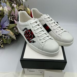 Men’s Gucci ace snake embroidered leather sneakers size 14.5 made in Italy